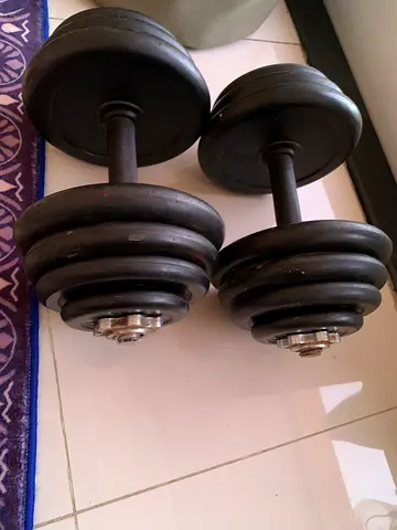 Pair of adjustable dumbbells with weight plates - used 20kg