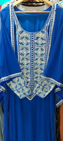 Blue embellished traditional dress / thop - good condition