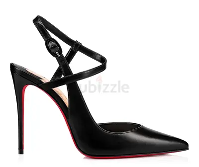 Black Leather Pointed Stiletto Heels with Ankle Straps (Like New)