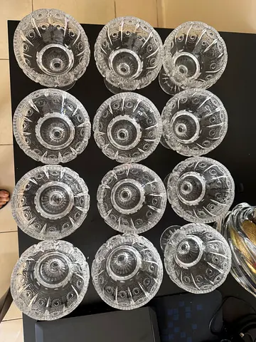 Set of 12 Vintage Cut Glass Dessert/Serving Bowls