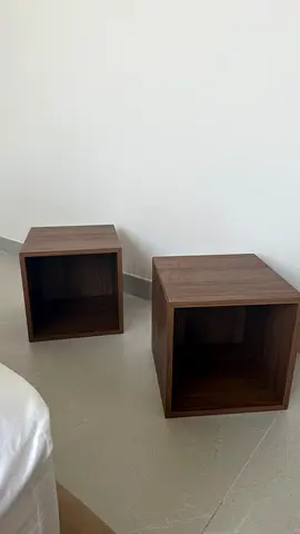 Pair of Compact Walnut Cube Shelves, IKEA EKET, Cabinet