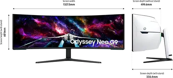 SAMSUNG 57 Odyssey Neo G9 Series Dual 4K UHD 1000R Curved Gaming Monitor, 240Hz