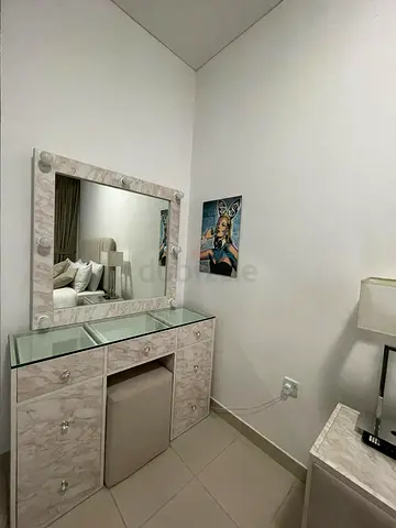 Marble-effect Vanity Table with Lighted Mirror and Stool