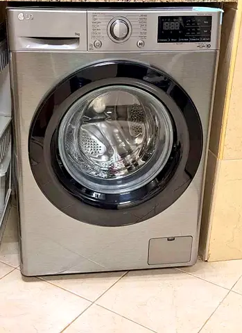 LG Front Load Washing Machine 9kg — Silver, Good Working Condition