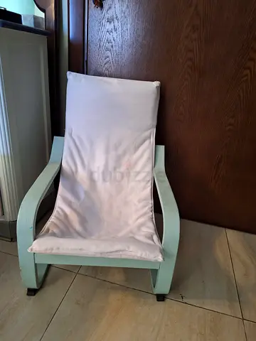 Wooden Accent Chair with Removable White Cushion