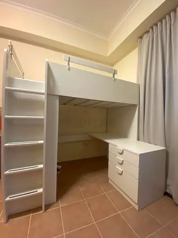 White Loft Bed with Built-in Desk, Drawers and Ladder - Good Condition