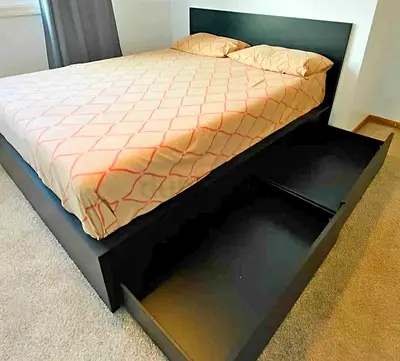 Ikea Double bed with mattress available in perfect condition no any demagh are broken Size is 140/20