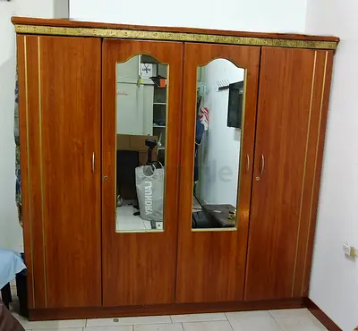 Urgent Sale - Large Wooden Wardrobe with Double Mirrors - Good Condition - 4 doors