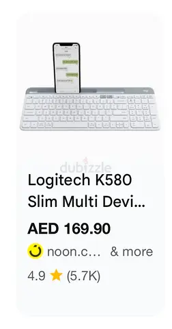 Logitech K580 Slim Multi-Device Bluetooth Keyboard - White