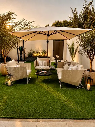 Outdoor Furniture Set IKEA HAVSTEN + Garden Table + Benches + 3m Hanging Umbrella | Villa Set