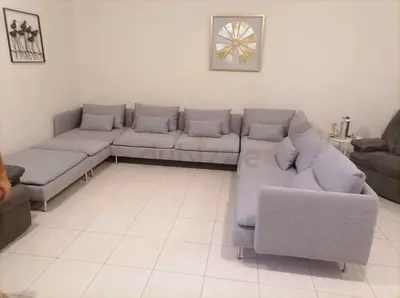 Ikea Sodhremn U Shape Sofa GraLarge L-shaped Light Grey Fabric Sofa Set — Comfortable Family Seating