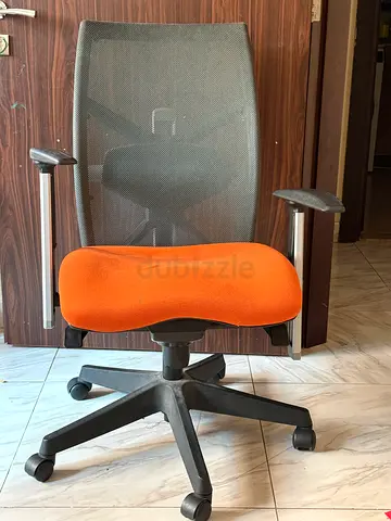Ergonomic Office Chair with Mesh Back and Orange Seat