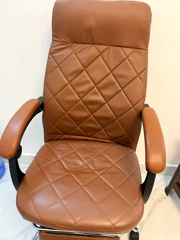 Brown Quilted Leather Office/Desk Chair with Armrests