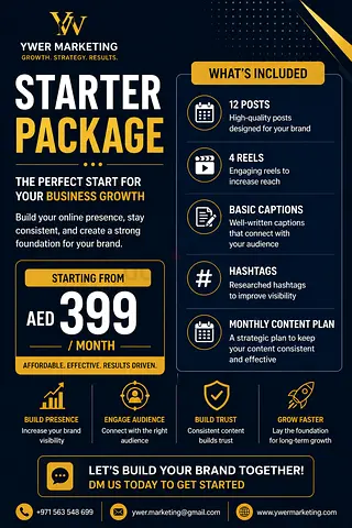 Social Media Starter Package - Monthly Marketing Services (AED 399)