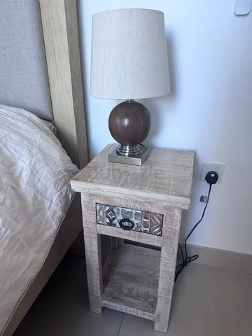 URGENT SELL - Solid Wood Nightstand with Drawer and Open Shelf x2