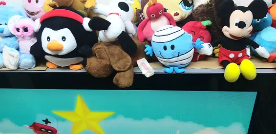 Assorted Plush Stuffed Toys Collection - Mickey, Penguin, Mr. Men and More