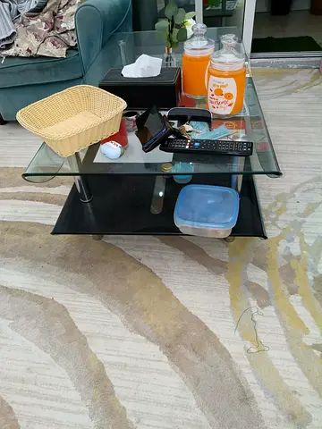 Glass Coffee Table with Black Base - Good Condition