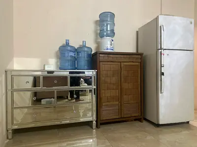 Mirrored Chest of Drawers and Wooden Storage Cabinet - Good Condition