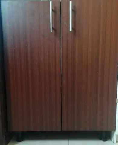2-Door Wooden Wardrobe / Storage Cabinet - Dark Brown