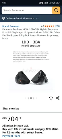 Fanmusic Trutherar HEXA 1DD+3BA Hybrid In-ear Monitors (Unused Condition)