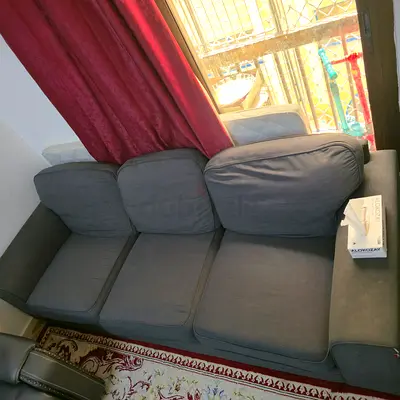 3-Seater Grey Fabric Sofa - Good Condition