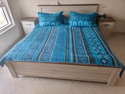 Complete King Size Bedroom Set - Bed, Mattress, 2 Nightstands  6-Door Wardrobe