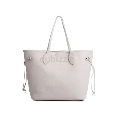 Authentic Louis Vuitton Grey Empreinte Monogram Giant Neverfull MM