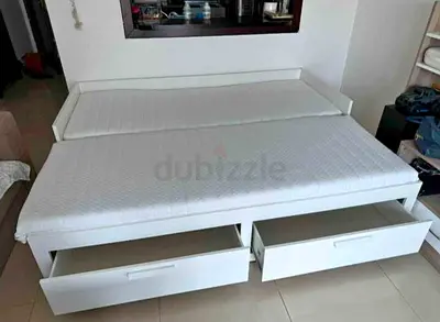 White ikea bremenes Daybed with Storage Drawers and Two Mattresses