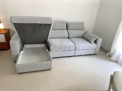 Ikea Eskelstuna L shape sofa bed Gray Light grey 3-seater fabric sofa with storage chaise