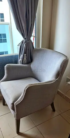 Apperson Cushioned Back Arm Chair Light Grey HOME CENTER