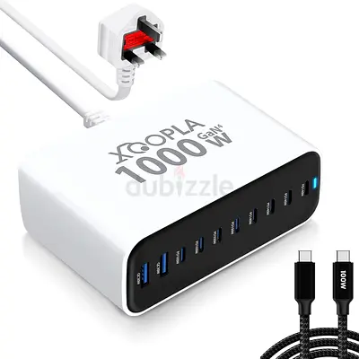 3188 - Xoopla 1000W Fast Charger - 140W USB C Charging Station, 10Port Gan Ⅳ Charger Hub with 100W