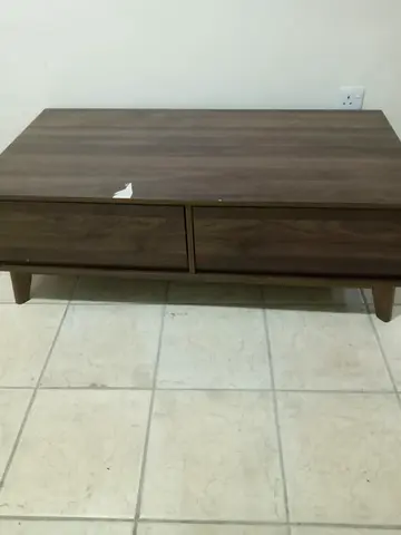 Wooden Coffee Table with Drawers - Medium Brown