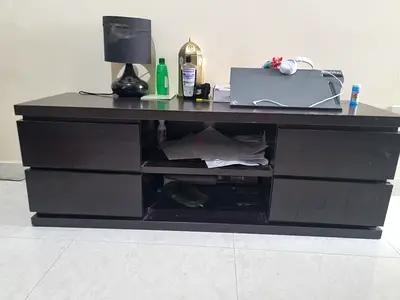 Dark Wooden TV Table / Entertainment Unit with Storage