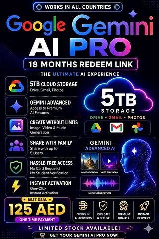 Gemini Ai Pro 1 Year with 5TB (5 Devices)