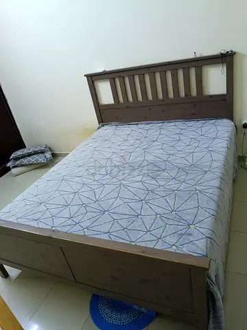 IKEA Solid Wood King size Bed Frame with Headboard and Footboard