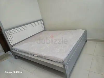 King Size Wooden Bed Frame with Headboard - Light Grey for sale !