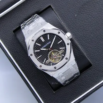 My Audemars Piguet-style Stainless Steel MensMastwr Copy Watch with Open Heart Tourbillon Dial