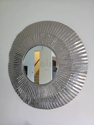 Large Round Decorative Silver Wall Mirror from Marina Home