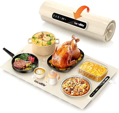 Portable Electric Hot TRAY / Buffet Warmer - 5-Zone Rolling Mat
