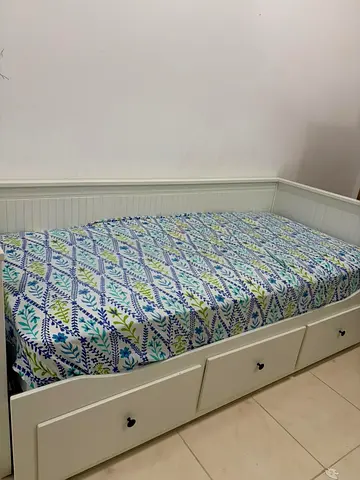 Ikea White Wooden Daybed with Underbed Drawers - Single/Guest Bed