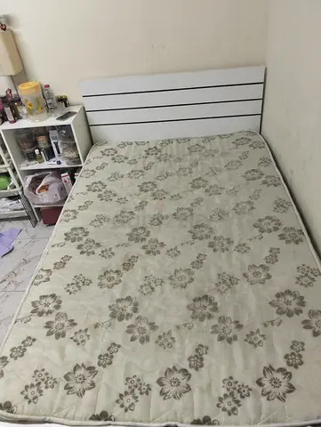 Double Bed Frame with Headboard and Mattress - Good Condition