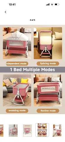 Adjustable Pink Baby Bassinet with Storage Shelf (Foldable) - Excellent Condition