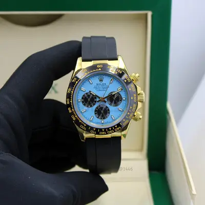 Rolex Daytona  Gold Blue Dial Chronograph on Rubber Strap