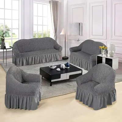 Textured Sofa Cover Set - Grey