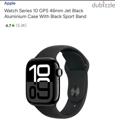 Watch Series 10 GPS + Cellular 46mm Jet Black Aluminium Case With Black Sport Band