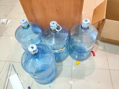 Four Large 5-Gallon Water Bottles (Empty) - Good Condition