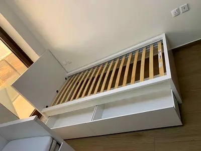 Ikea White single bed with storage drawers