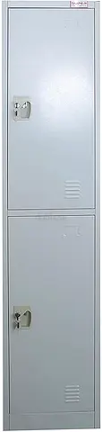 Two-Door Metal Locker Wardrobe - 2-Tier Steel Storage Cabinet