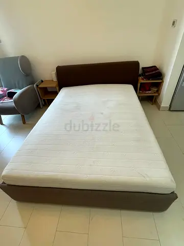 Queen Bed Frame with Mattress — Used, Good Condition