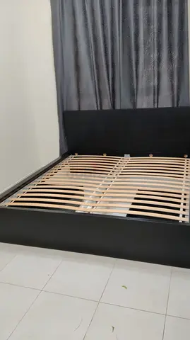 Queen Size Wooden Bed Frame with Slats (No Mattress)